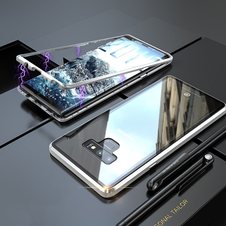 Ultra Slim Magnetic Adsorption Angular Frame Tempered Glass Magnet Flip Case for Galaxy Note9
