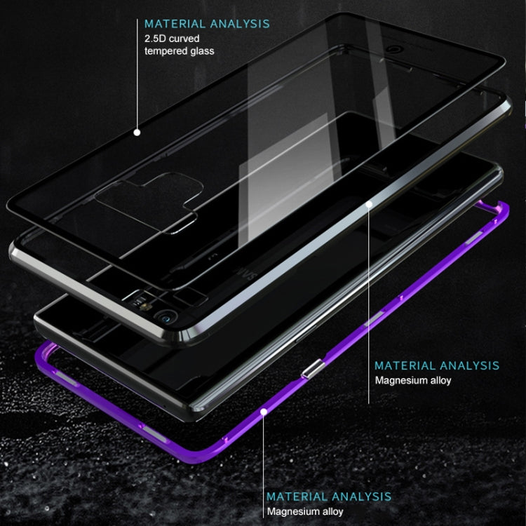 Ultra Slim Magnetic Adsorption Angular Frame Tempered Glass Magnet Flip Case for Galaxy Note9