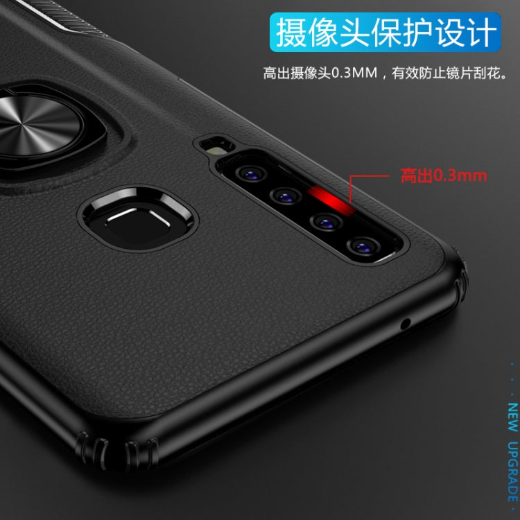 Shockproof Car Magnetic Case with 360 Degree Gold Armor Ring for Galaxy A9 (2018)