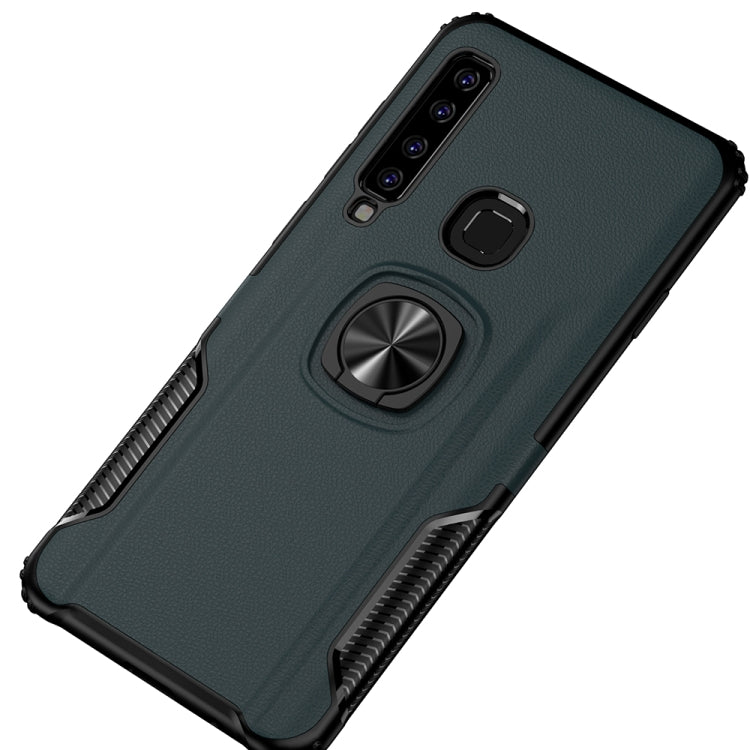 Shockproof Car Magnetic Case with 360 Degree Gold Armor Ring for Galaxy A9 (2018)