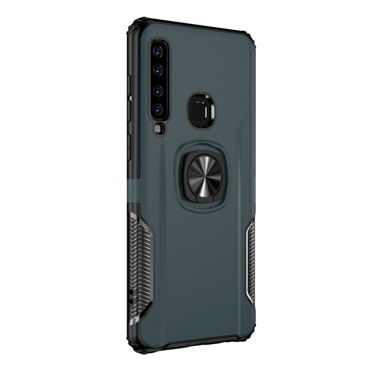 Shockproof Car Magnetic Case with 360 Degree Gold Armor Ring for Galaxy A9 (2018)