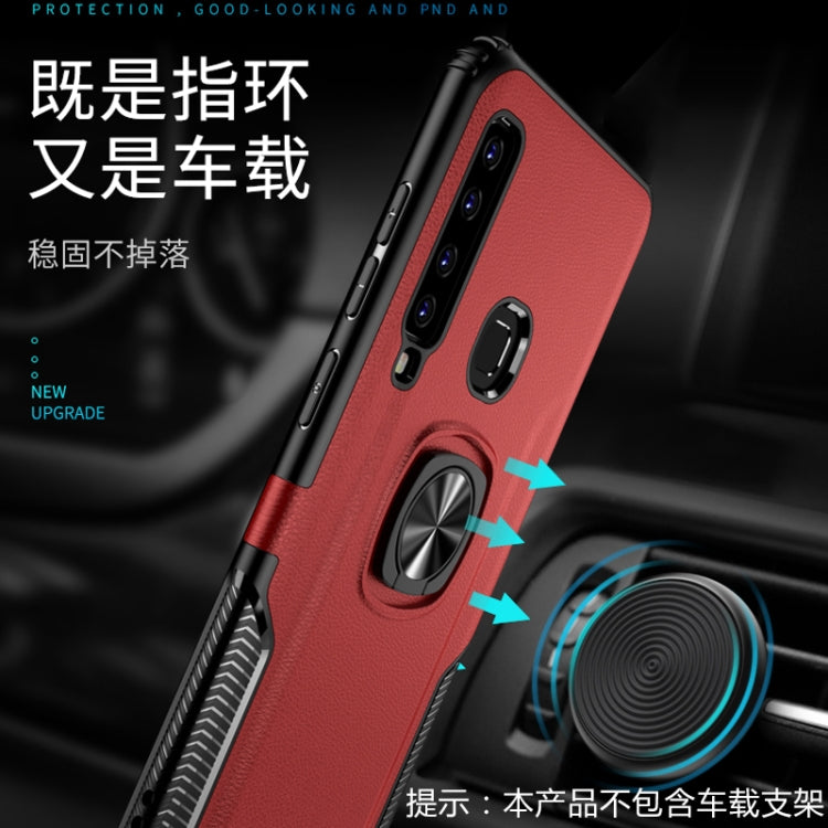 Shockproof Car Magnetic Case with 360 Degree Gold Armor Ring for Galaxy A9 (2018)