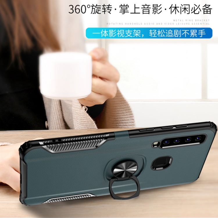 Shockproof Car Magnetic Case with 360 Degree Gold Armor Ring for Galaxy A9 (2018)