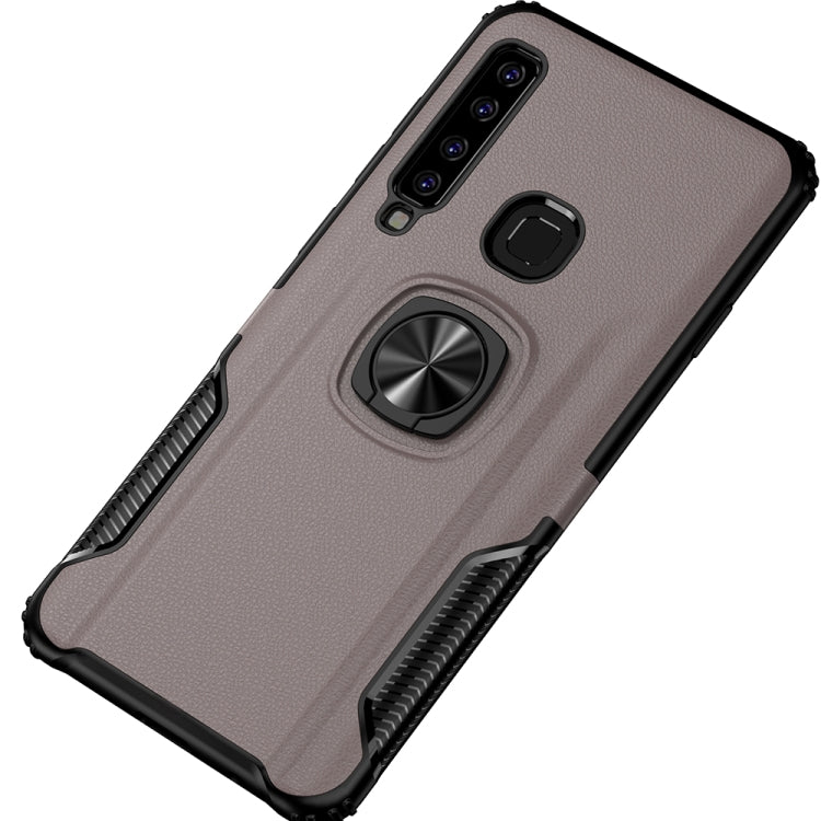 Shockproof Car Magnetic Case with 360 Degree Gold Armor Ring for Galaxy A9 (2018)