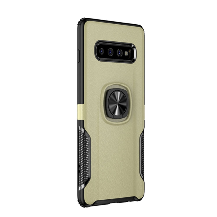 Shockproof Car Magnetic Case with 360 Degree Gold Armor Ring for Galaxy S10