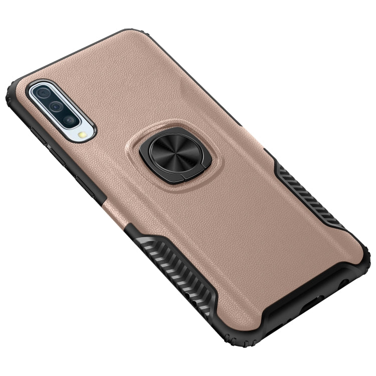 Shockproof Car Magnetic Case with 360 Degree Gold Armor Ring for Galaxy A50