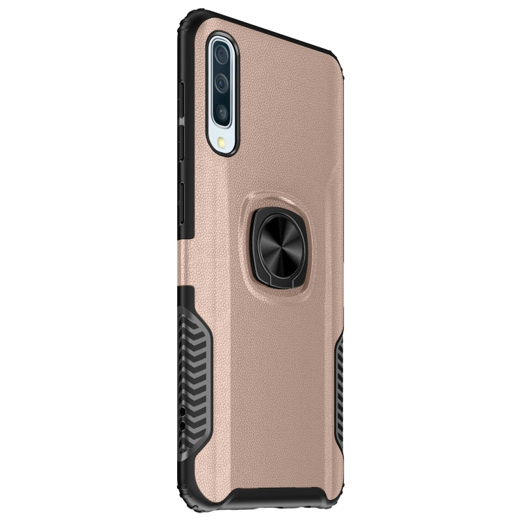 Shockproof Car Magnetic Case with 360 Degree Gold Armor Ring for Galaxy A50