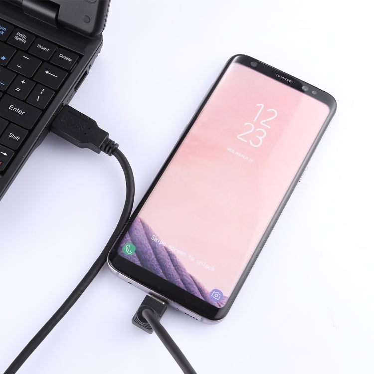 25cm USB-C / Type-C Male Elbow to USB 3.0 Male Gold Plated Head Data Charge Cable, For Galaxy S9 & S9+ & S8 & S8 + / LG G6 / Huawei P10 & P10 Plus / Xiaomi Mi 6 & Max 2 and other Smartphones