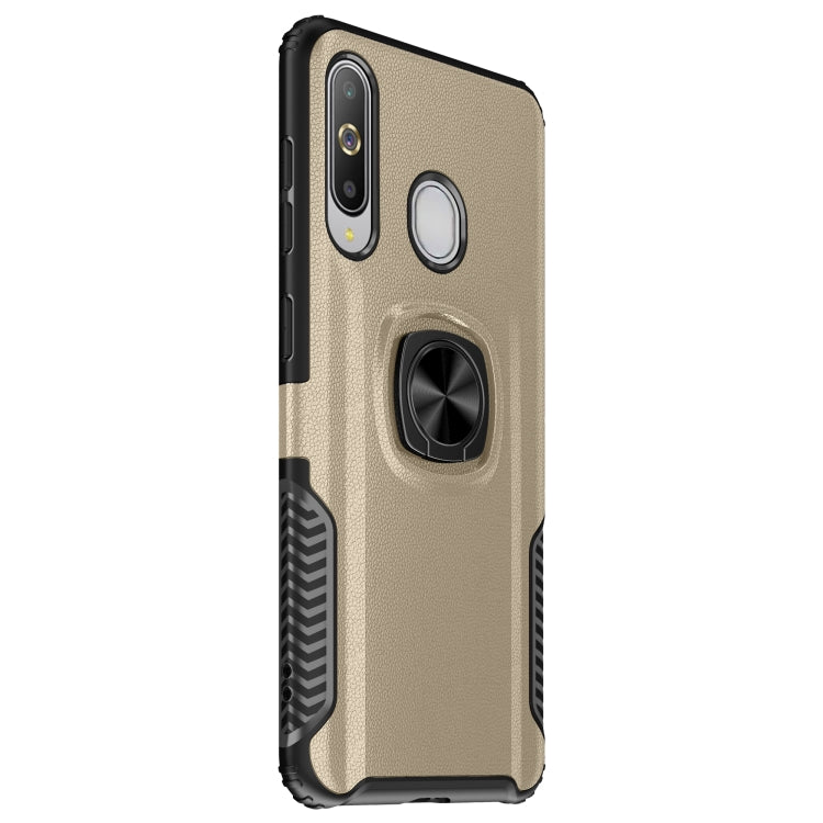 Shockproof Car Magnetic Case with 360 Degree Gold Armor Ring for Galaxy A60