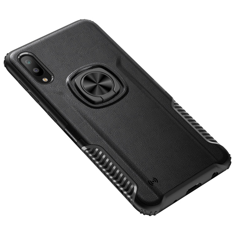 Shockproof Car Magnetic Case with 360 Degree Gold Armor Ring for Galaxy M10
