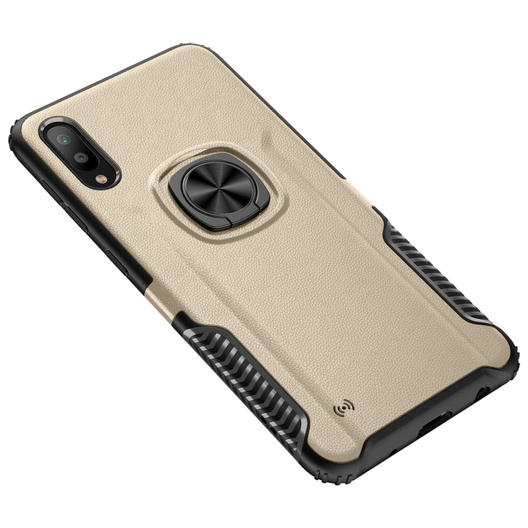 Shockproof Car Magnetic Case with 360 Degree Gold Armor Ring for Galaxy M10