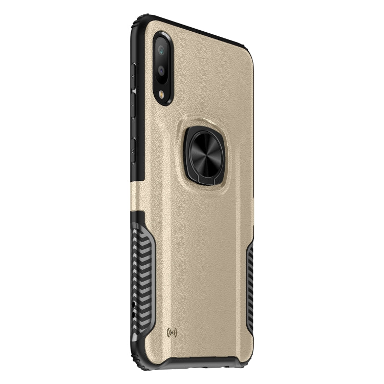 Shockproof Car Magnetic Case with 360 Degree Gold Armor Ring for Galaxy M10