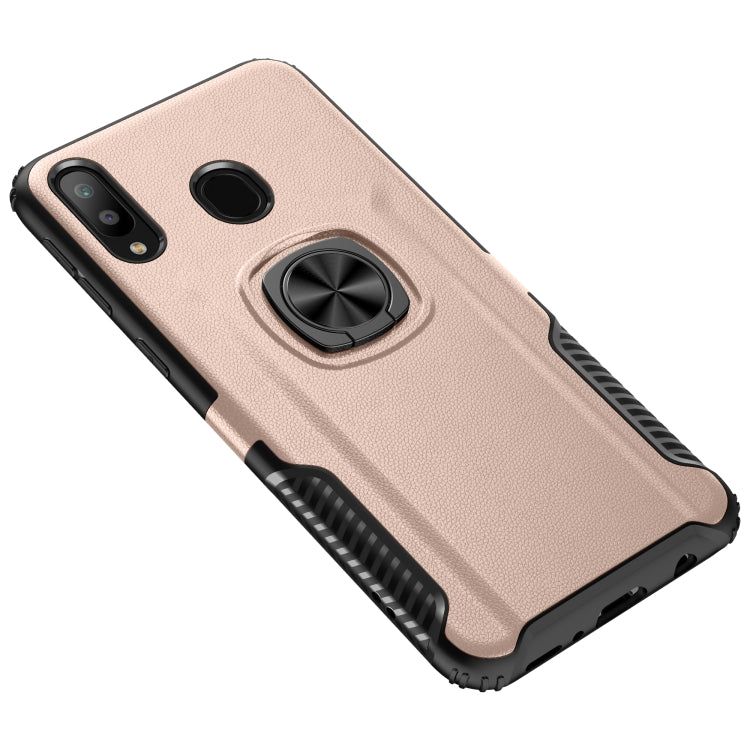 Shockproof Car Magnetic Case with 360 Degree Gold Armor Ring for Galaxy M20