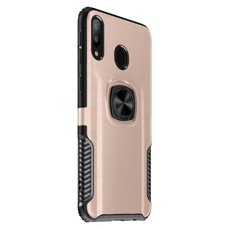 Shockproof Car Magnetic Case with 360 Degree Gold Armor Ring for Galaxy M20
