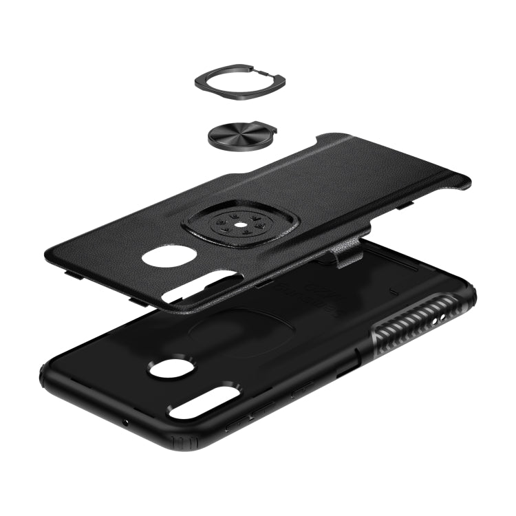 Shockproof Car Magnetic Case with 360 Degree Gold Armor Ring for Galaxy M20