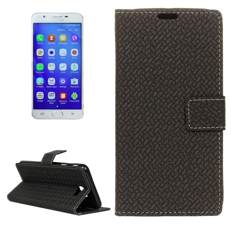 For Galaxy J7 Prime Weaving Texture Horizontal Flip PU Leather Case with Holder & Card Slots & Wallet & Photo Frame