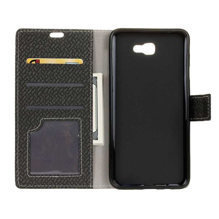 For Galaxy J7 Prime Weaving Texture Horizontal Flip PU Leather Case with Holder & Card Slots & Wallet & Photo Frame