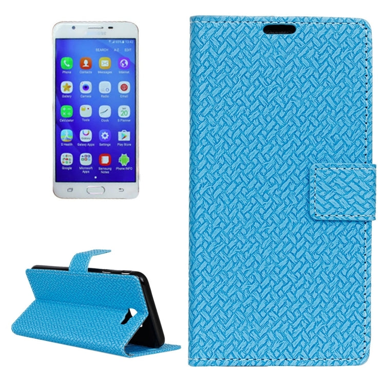 For Galaxy J7 Prime Weaving Texture Horizontal Flip PU Leather Case with Holder & Card Slots & Wallet & Photo Frame