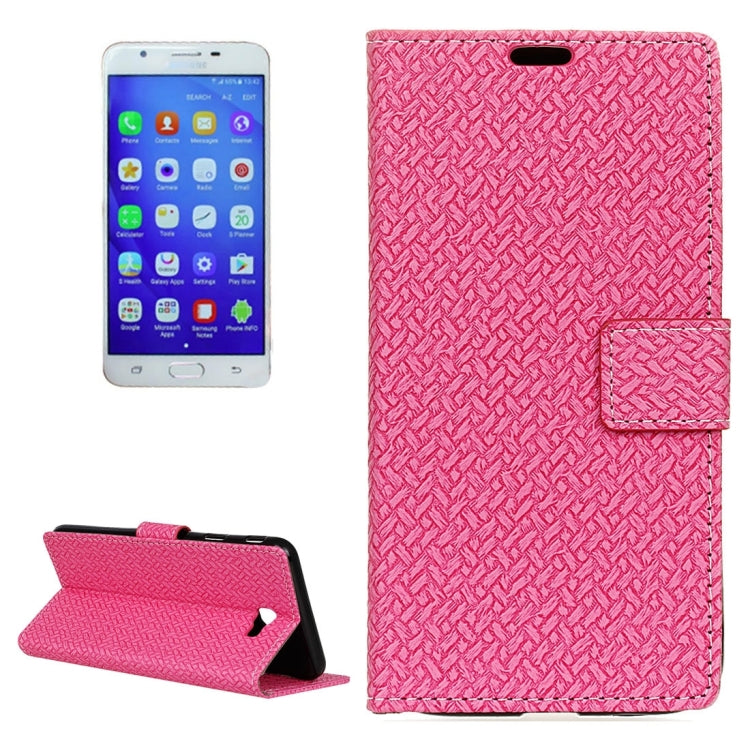 For Galaxy J7 Prime Weaving Texture Horizontal Flip PU Leather Case with Holder & Card Slots & Wallet & Photo Frame