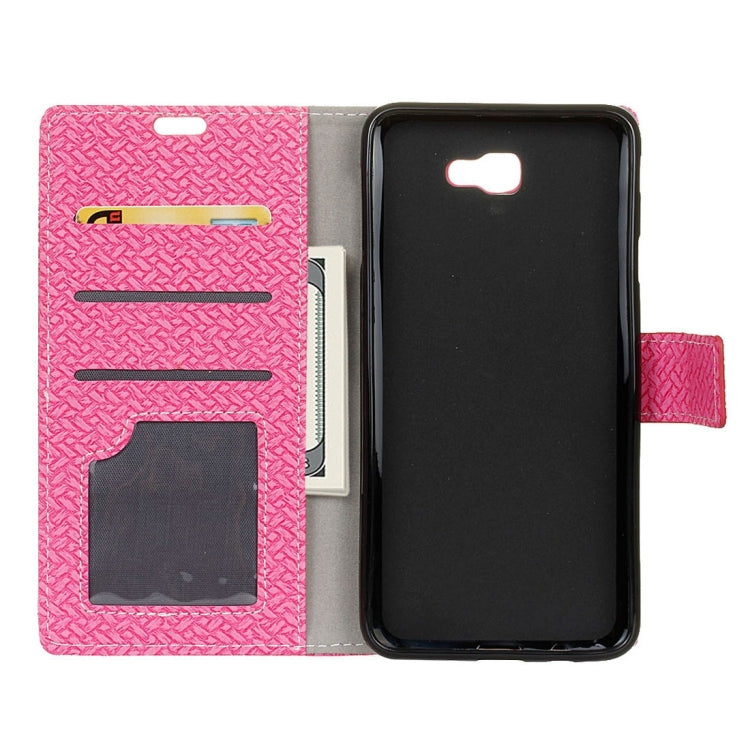 For Galaxy J7 Prime Weaving Texture Horizontal Flip PU Leather Case with Holder & Card Slots & Wallet & Photo Frame