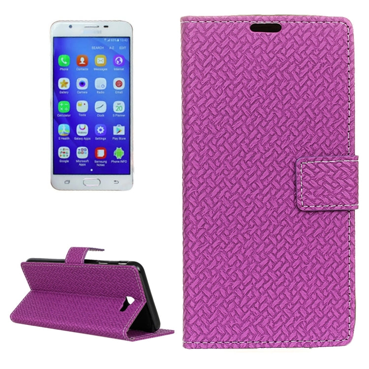 For Galaxy J7 Prime Weaving Texture Horizontal Flip PU Leather Case with Holder & Card Slots & Wallet & Photo Frame