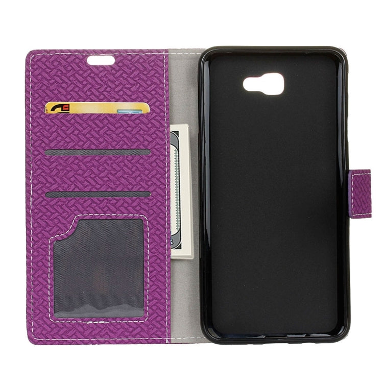 For Galaxy J7 Prime Weaving Texture Horizontal Flip PU Leather Case with Holder & Card Slots & Wallet & Photo Frame