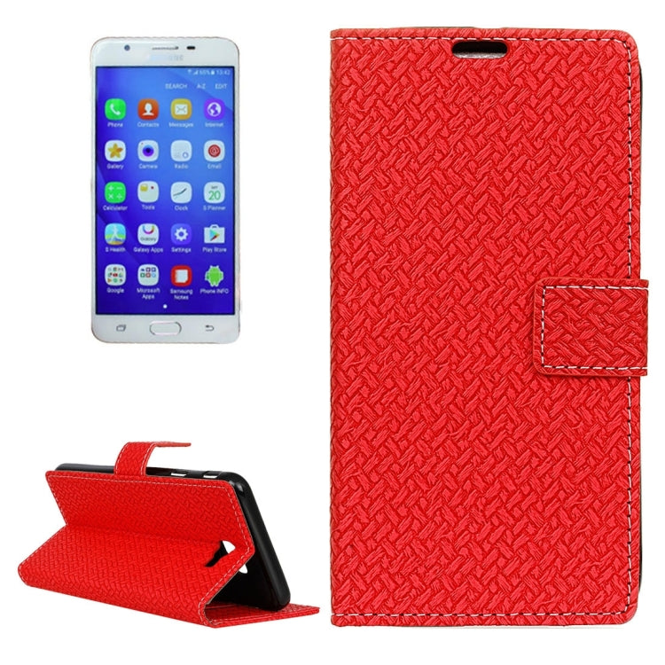 For Galaxy J7 Prime Weaving Texture Horizontal Flip PU Leather Case with Holder & Card Slots & Wallet & Photo Frame