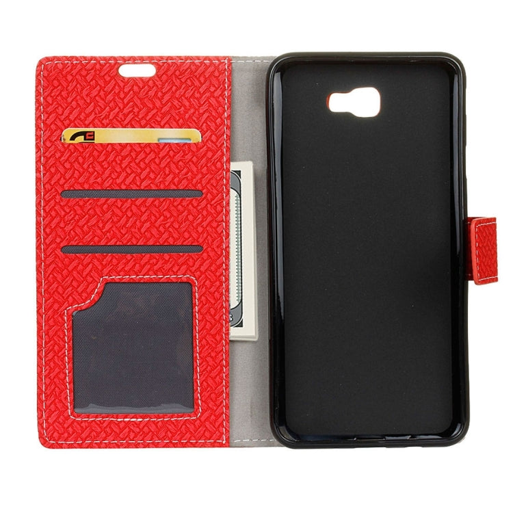 For Galaxy J7 Prime Weaving Texture Horizontal Flip PU Leather Case with Holder & Card Slots & Wallet & Photo Frame