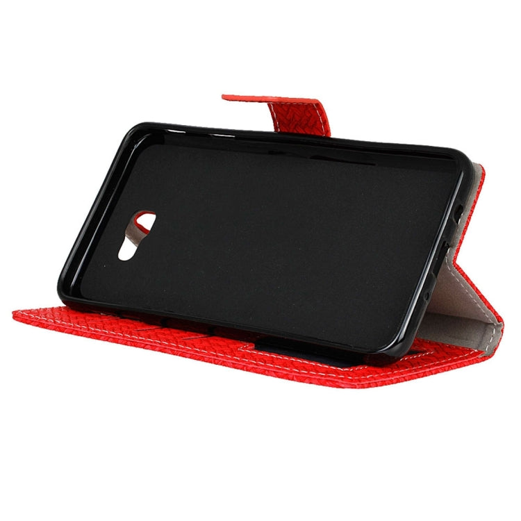 For Galaxy J7 Prime Weaving Texture Horizontal Flip PU Leather Case with Holder & Card Slots & Wallet & Photo Frame