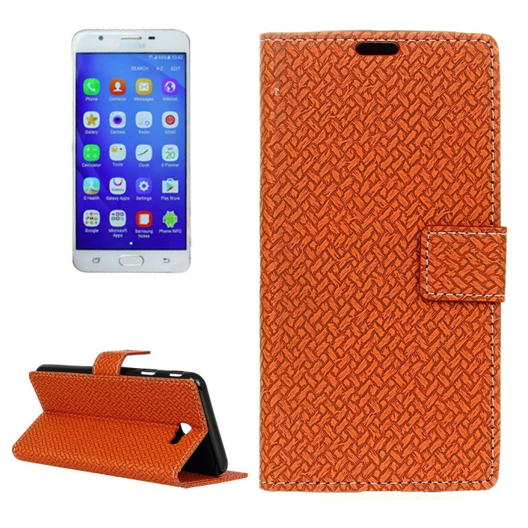 For Galaxy J7 Prime Weaving Texture Horizontal Flip PU Leather Case with Holder & Card Slots & Wallet & Photo Frame
