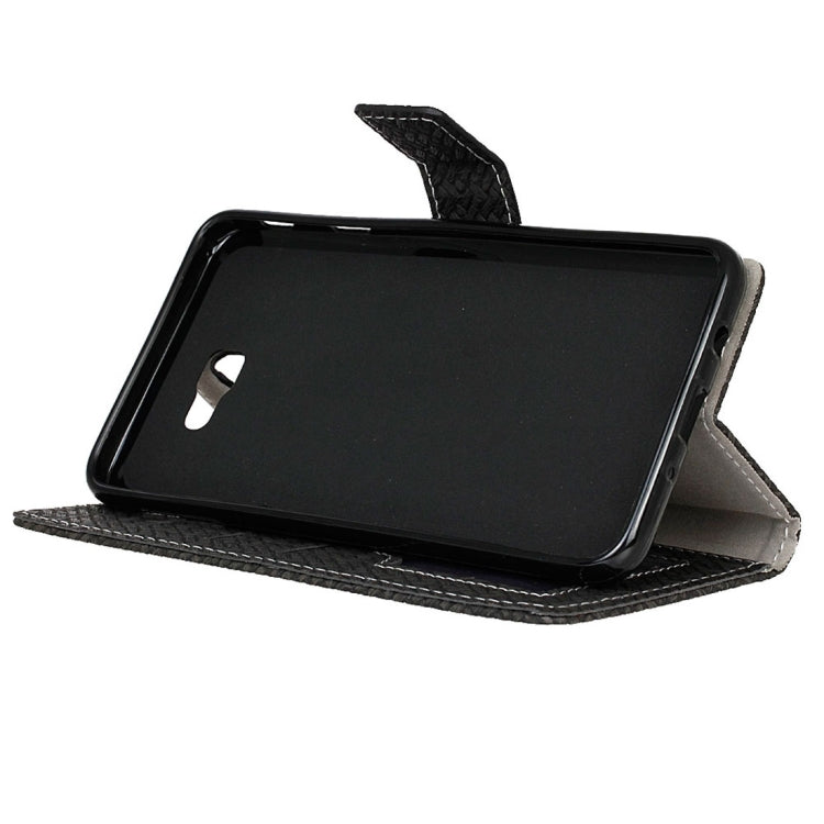 For Galaxy J5 Prime Weaving Texture Horizontal Flip PU Leather Case with Holder & Card Slots & Wallet & Photo Frame