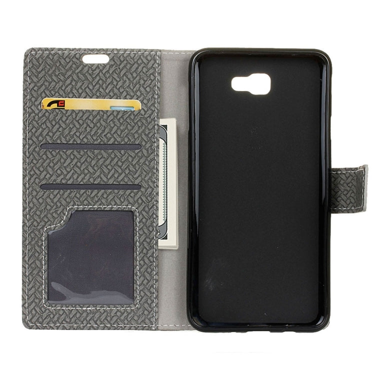 For Galaxy J5 Prime Weaving Texture Horizontal Flip PU Leather Case with Holder & Card Slots & Wallet & Photo Frame