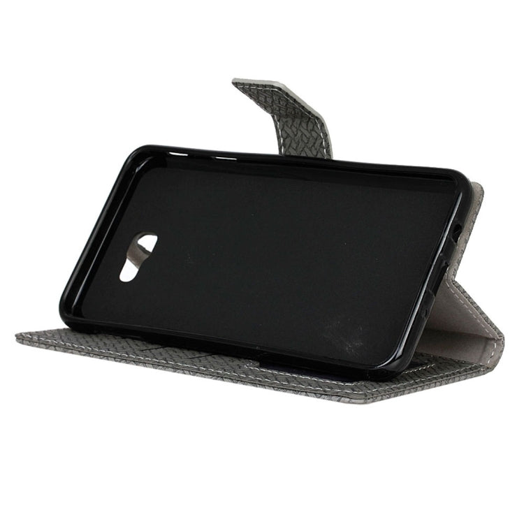 For Galaxy J5 Prime Weaving Texture Horizontal Flip PU Leather Case with Holder & Card Slots & Wallet & Photo Frame
