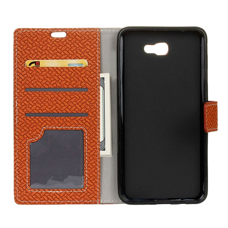 For Galaxy J5 Prime Weaving Texture Horizontal Flip PU Leather Case with Holder & Card Slots & Wallet & Photo Frame