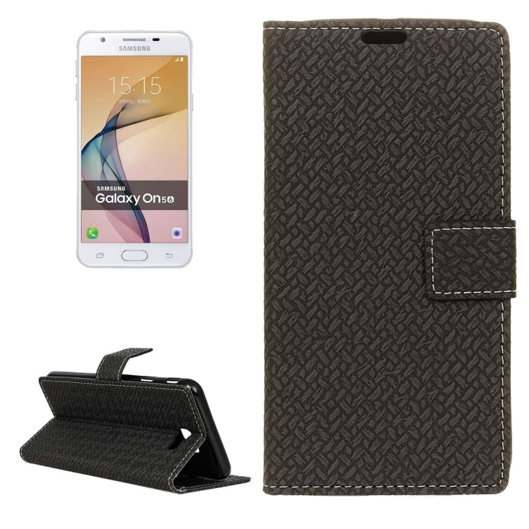 For Galaxy On5 ( 2016 ) / G570 Weaving Texture Horizontal Flip PU Leather Case with Holder & Card Slots & Wallet & Photo Frame