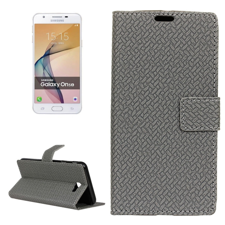 For Galaxy On5 ( 2016 ) / G570 Weaving Texture Horizontal Flip PU Leather Case with Holder & Card Slots & Wallet & Photo Frame