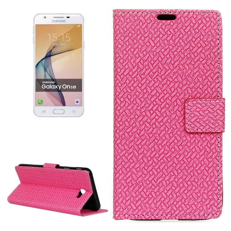 For Galaxy On5 ( 2016 ) / G570 Weaving Texture Horizontal Flip PU Leather Case with Holder & Card Slots & Wallet & Photo Frame