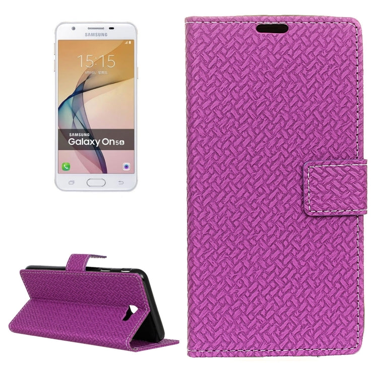 For Galaxy On5 ( 2016 ) / G570 Weaving Texture Horizontal Flip PU Leather Case with Holder & Card Slots & Wallet & Photo Frame