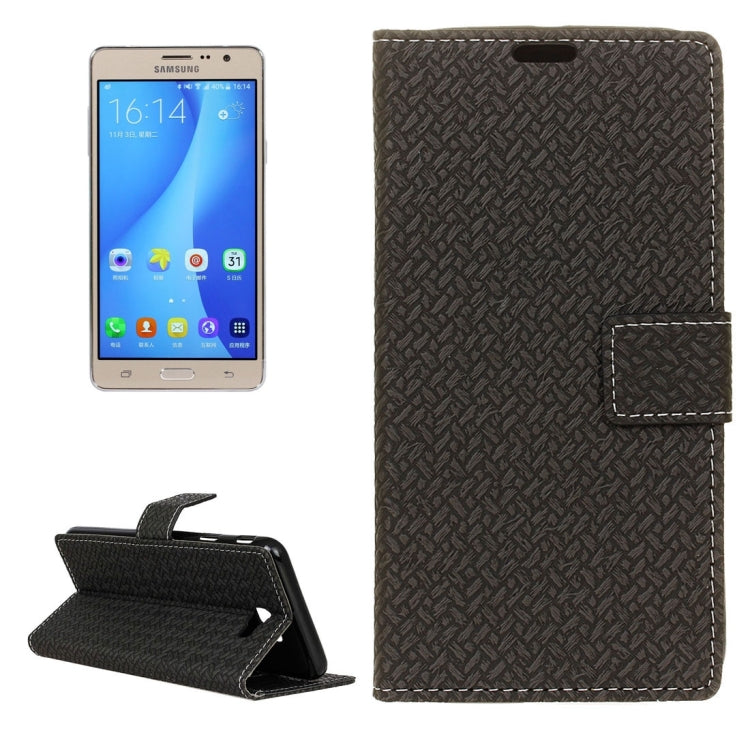 For Galaxy On7 ( 2016 ) / G600 Weaving Texture Horizontal Flip PU Leather Case with Holder & Card Slots & Wallet & Photo Frame