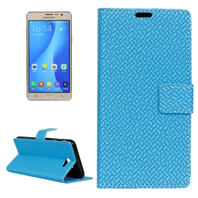 For Galaxy On7 ( 2016 ) / G600 Weaving Texture Horizontal Flip PU Leather Case with Holder & Card Slots & Wallet & Photo Frame