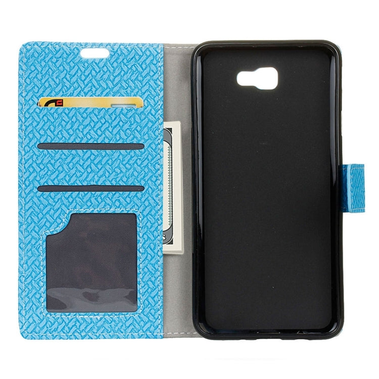For Galaxy On7 ( 2016 ) / G600 Weaving Texture Horizontal Flip PU Leather Case with Holder & Card Slots & Wallet & Photo Frame