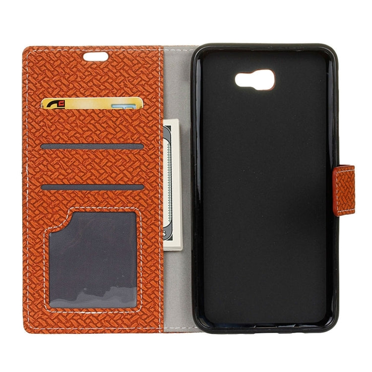 For Galaxy On7 ( 2016 ) / G600 Weaving Texture Horizontal Flip PU Leather Case with Holder & Card Slots & Wallet & Photo Frame