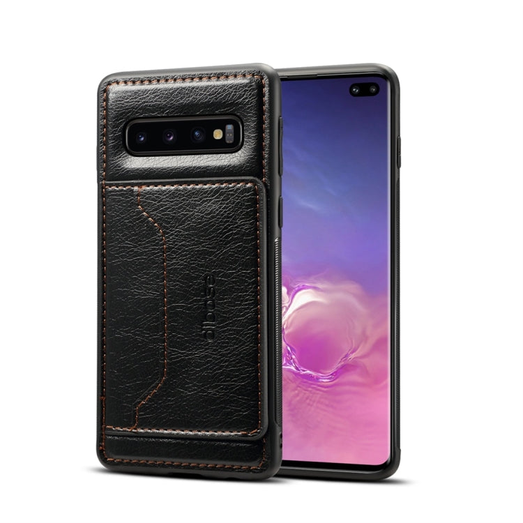 Dibase TPU + PC + PU Crazy Horse Texture Protective Case for Galaxy S10 Plus, with Holder & Card Slots