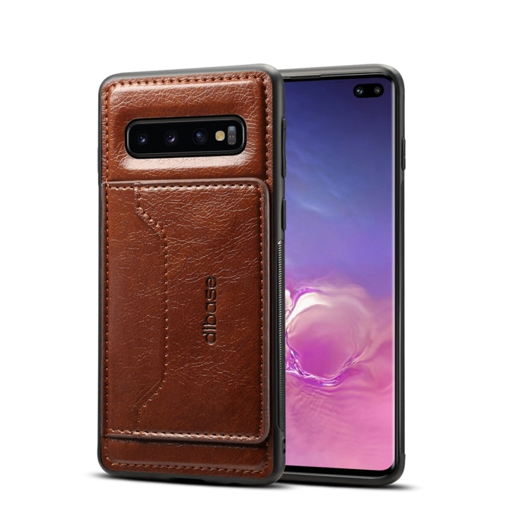 Dibase TPU + PC + PU Crazy Horse Texture Protective Case for Galaxy S10 Plus, with Holder & Card Slots