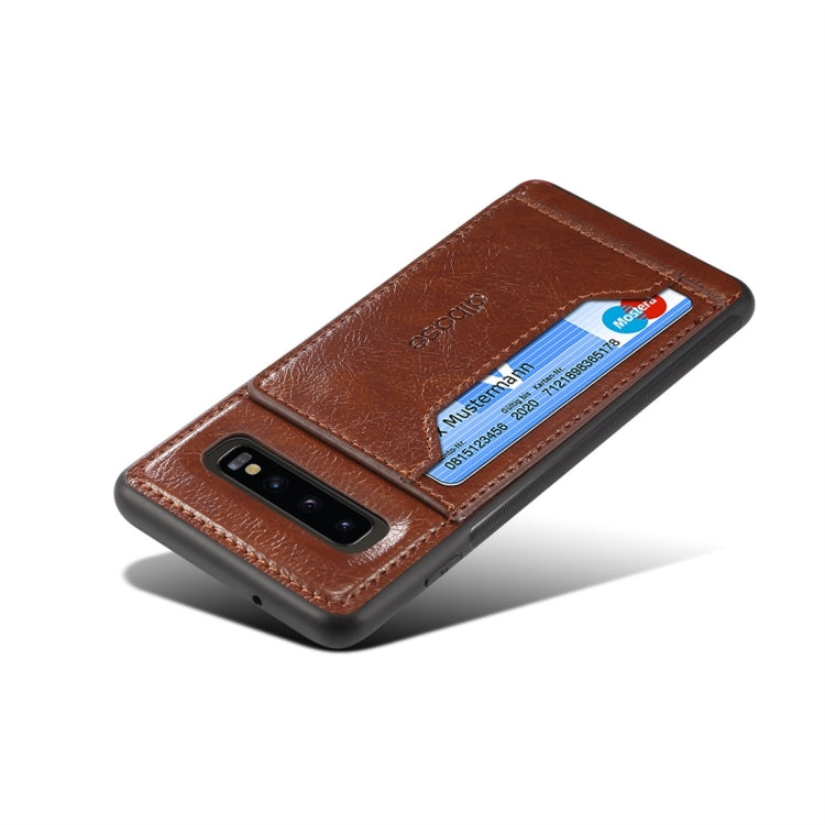 Dibase TPU + PC + PU Crazy Horse Texture Protective Case for Galaxy S10 Plus, with Holder & Card Slots