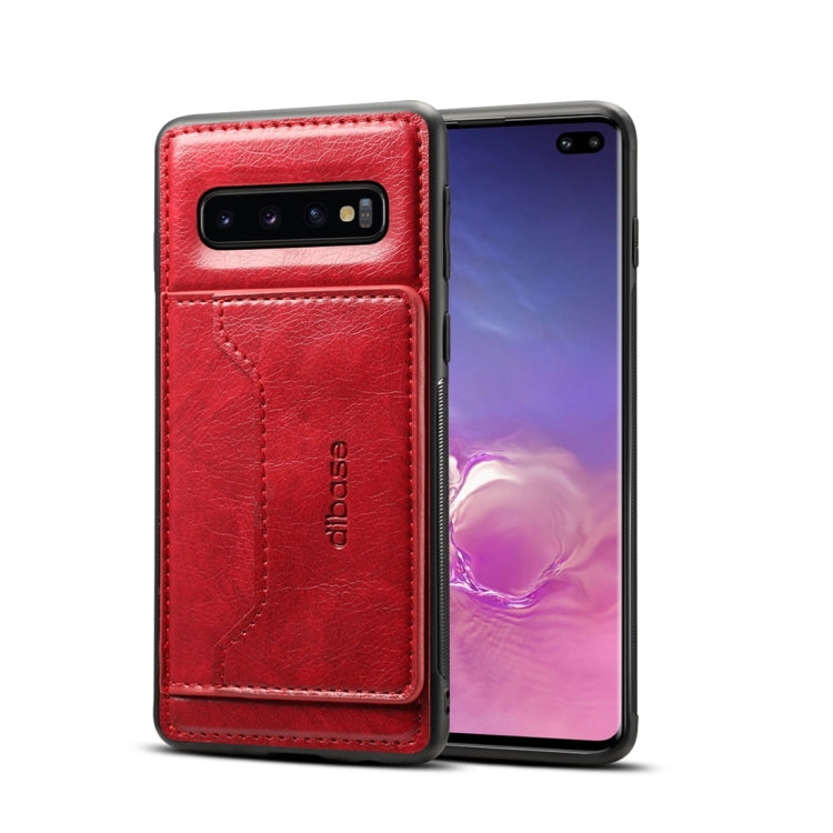 Dibase TPU + PC + PU Crazy Horse Texture Protective Case for Galaxy S10 Plus, with Holder & Card Slots
