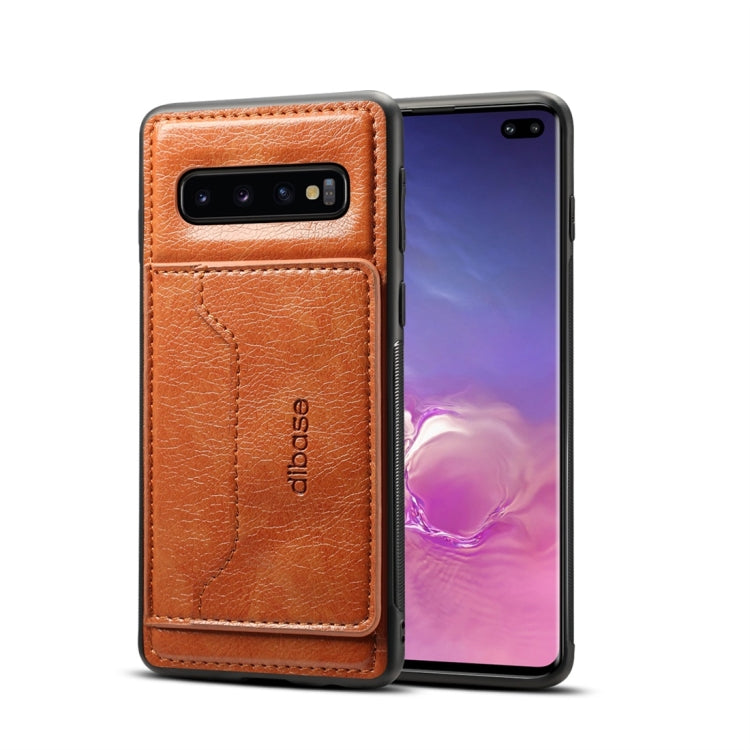 Dibase TPU + PC + PU Crazy Horse Texture Protective Case for Galaxy S10 Plus, with Holder & Card Slots
