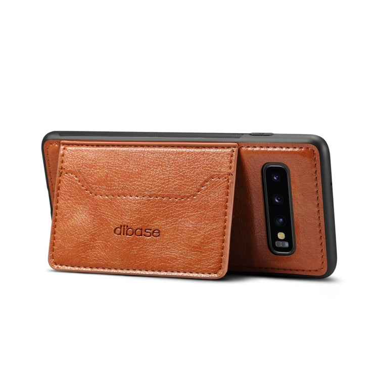 Dibase TPU + PC + PU Crazy Horse Texture Protective Case for Galaxy S10 Plus, with Holder & Card Slots