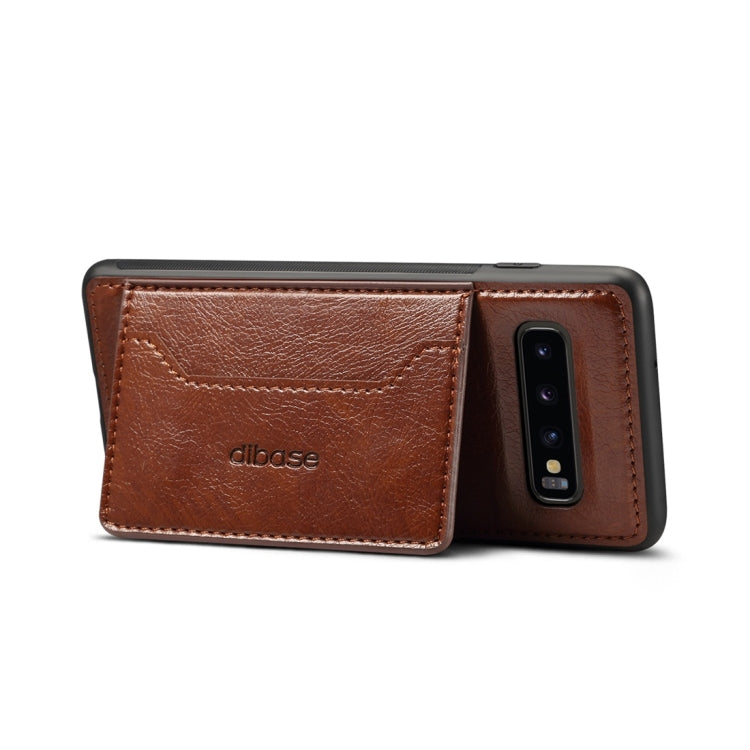Dibase TPU + PC + PU Crazy Horse Texture Protective Case for Galaxy S10 E, with Holder & Card Slots