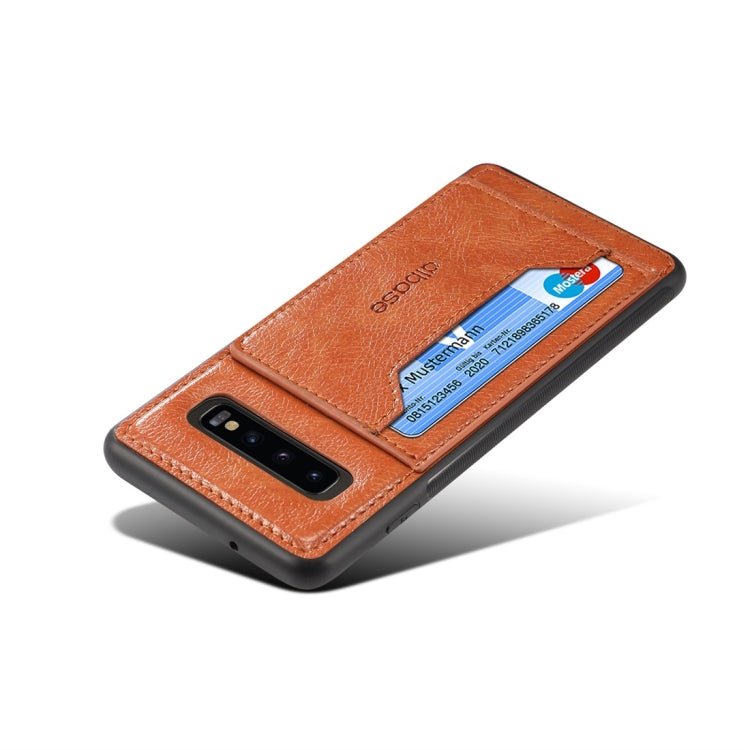 Dibase TPU + PC + PU Crazy Horse Texture Protective Case for Galaxy S10 E, with Holder & Card Slots